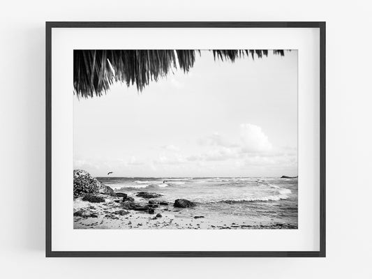 Tulum Mexico Beach B&W Photo Print