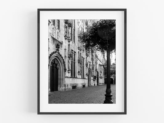 Bruges Belgium Provincial Court, B&W Photo Print