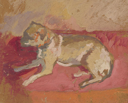 Abstract Dog Painting in Pinks, Peaches and Reds - Reproduction Art Print