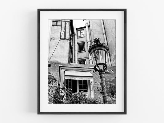 Paris France Street Scene, B&W Photo Print