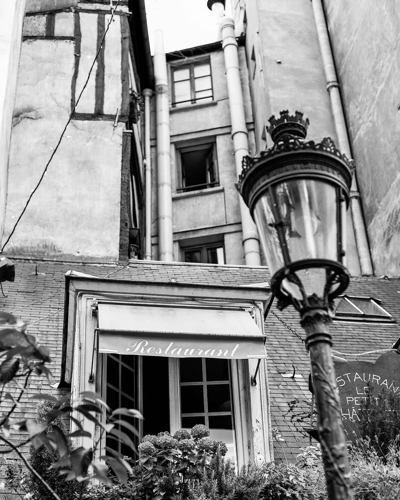 Paris France Street Scene, B&W Photo Print