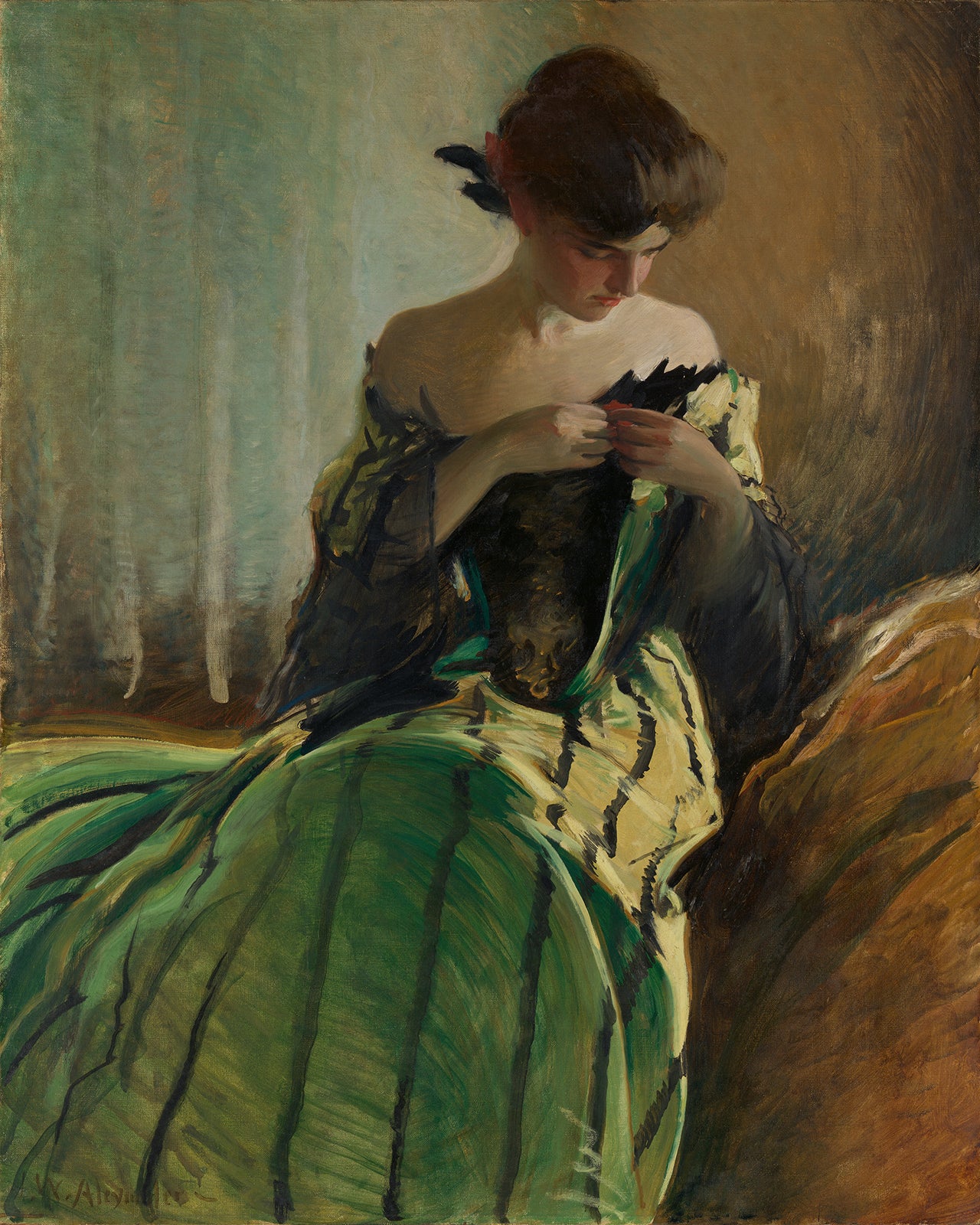 Woman in Green Art Print