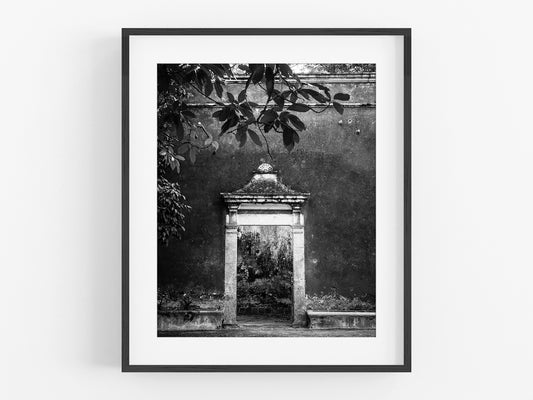 Mexico Jungle Hacienda Doorway B&W Photo Print