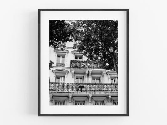 Paris France Windows, B&W Photo Print