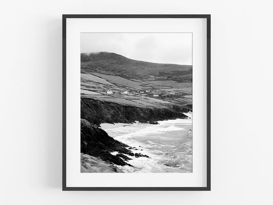 Dingle Peninsula Ireland Scenic Landscape, B&W Photo Print