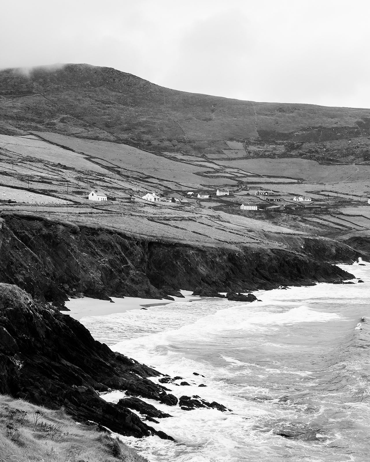 Dingle Peninsula Ireland Scenic Landscape, B&W Photo Print