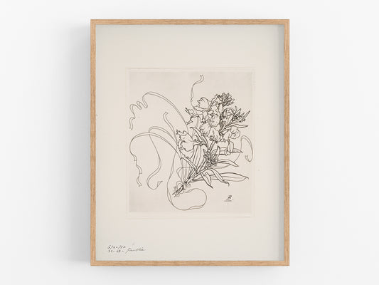 French Porcelain Flower Sketch Art Print: Assiette (Giroflee)