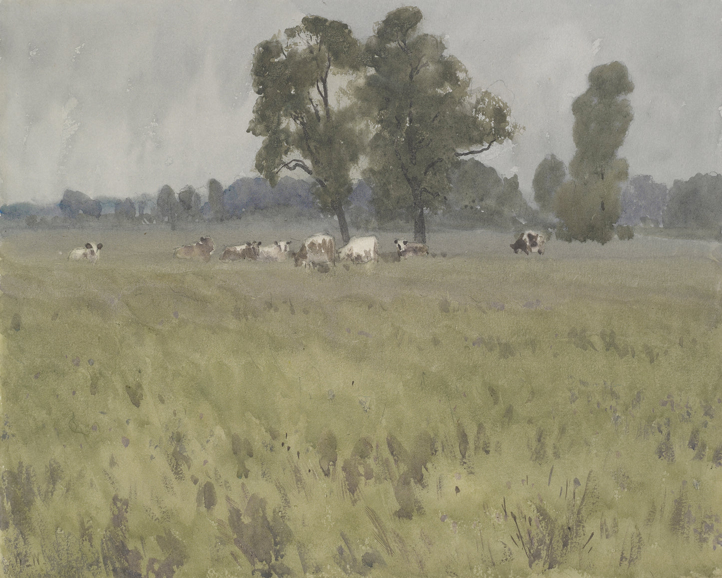 Landscape with Cows Art Print