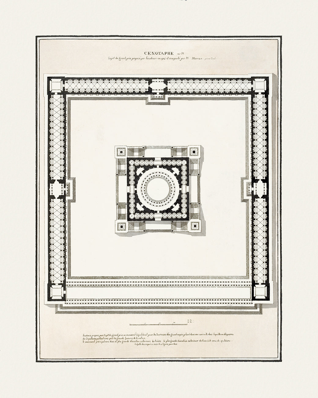 French Architectural Plan Art Prints - Set of Six