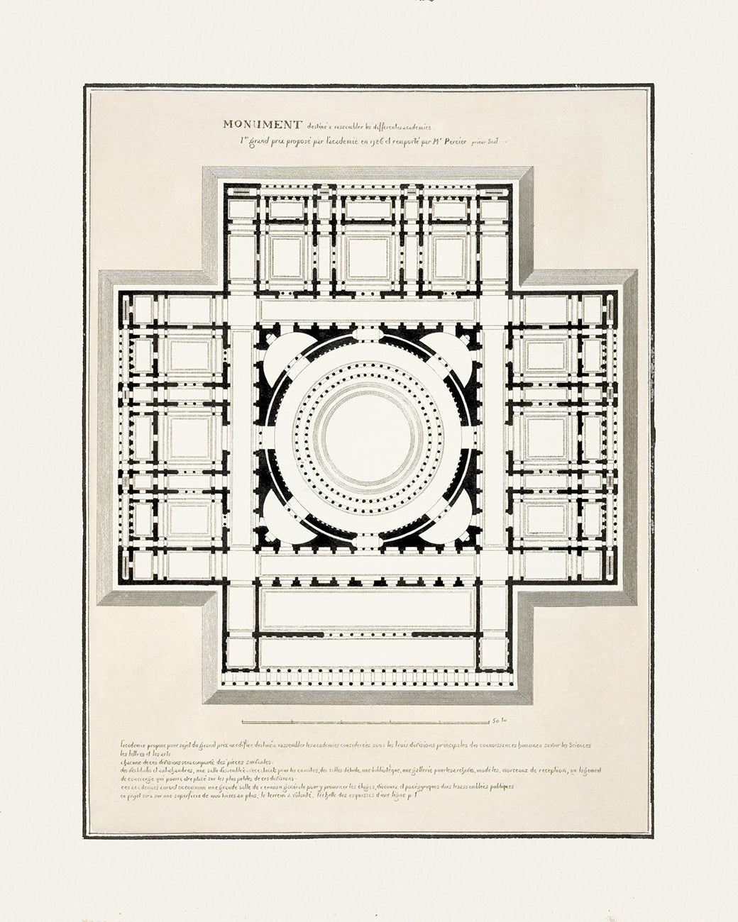 French Architectural Plan Art Prints - Set of Six