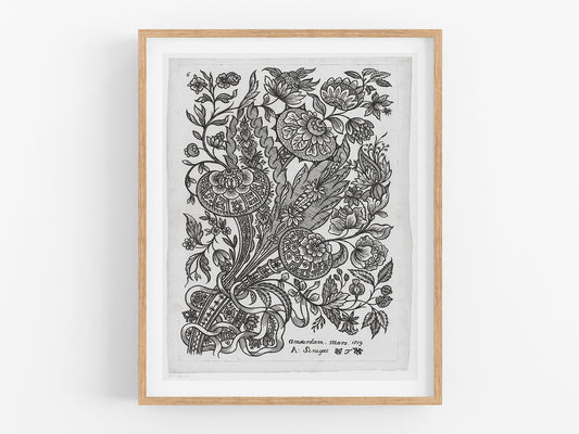 Dutch Flower Design Etching #74