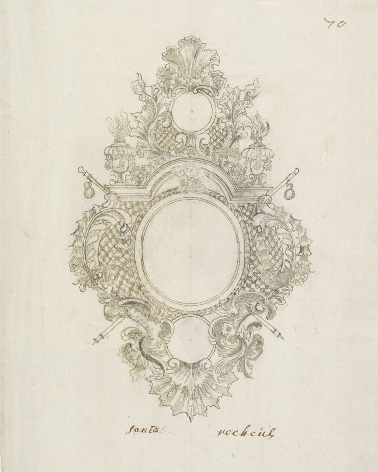 French Medallion Architectural Drawing Art Prints - Set of Two