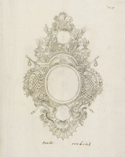 French Medallion Architectural Drawing Art Prints - Set of Two