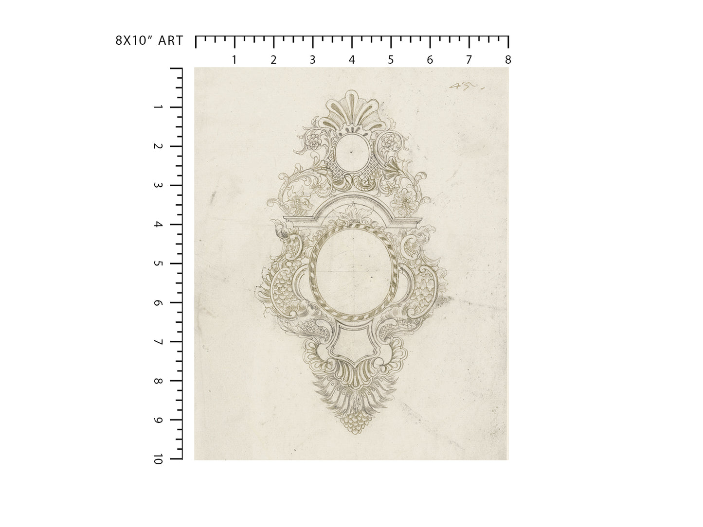 French Medallion Architectural Drawing Art Prints - Set of Two