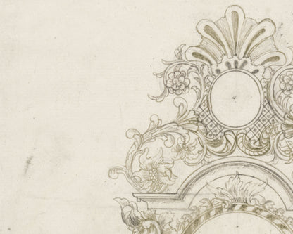 French Medallion Architectural Drawing Art Prints - Set of Two