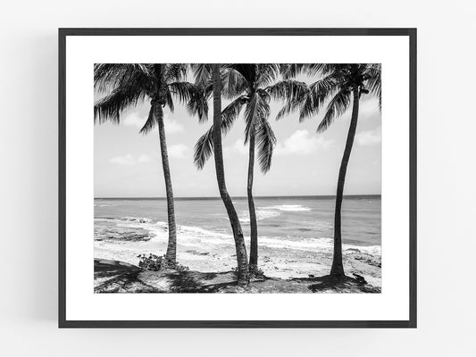 Montego Bay Jamaica Beach B&W Photo Print