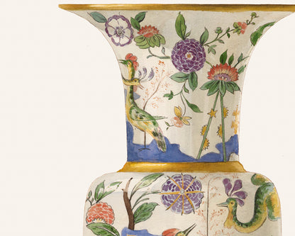 Colorful Asian Chinoiserie Vase Ginger Jar Art Prints - Set of Two