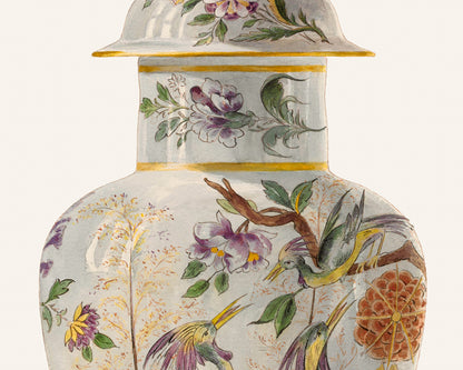 Colorful Asian Chinoiserie Vase Ginger Jar Art Prints - Set of Three