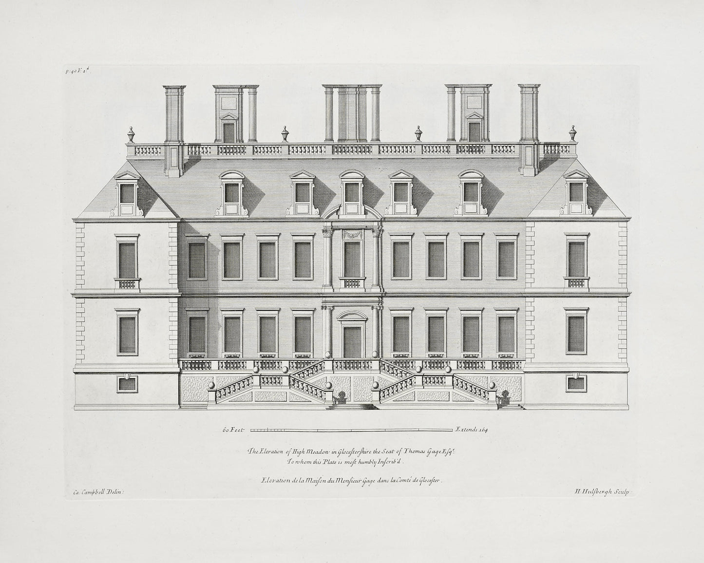 London Townhouse Architectural Elevation Drawing Art Prints - Set of Four