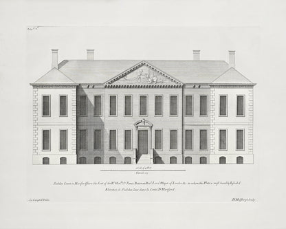 London Townhouse Architectural Elevation Drawing Art Prints - Set of Four