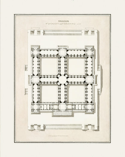 French Architectural Plan Art Prints - Set of Six