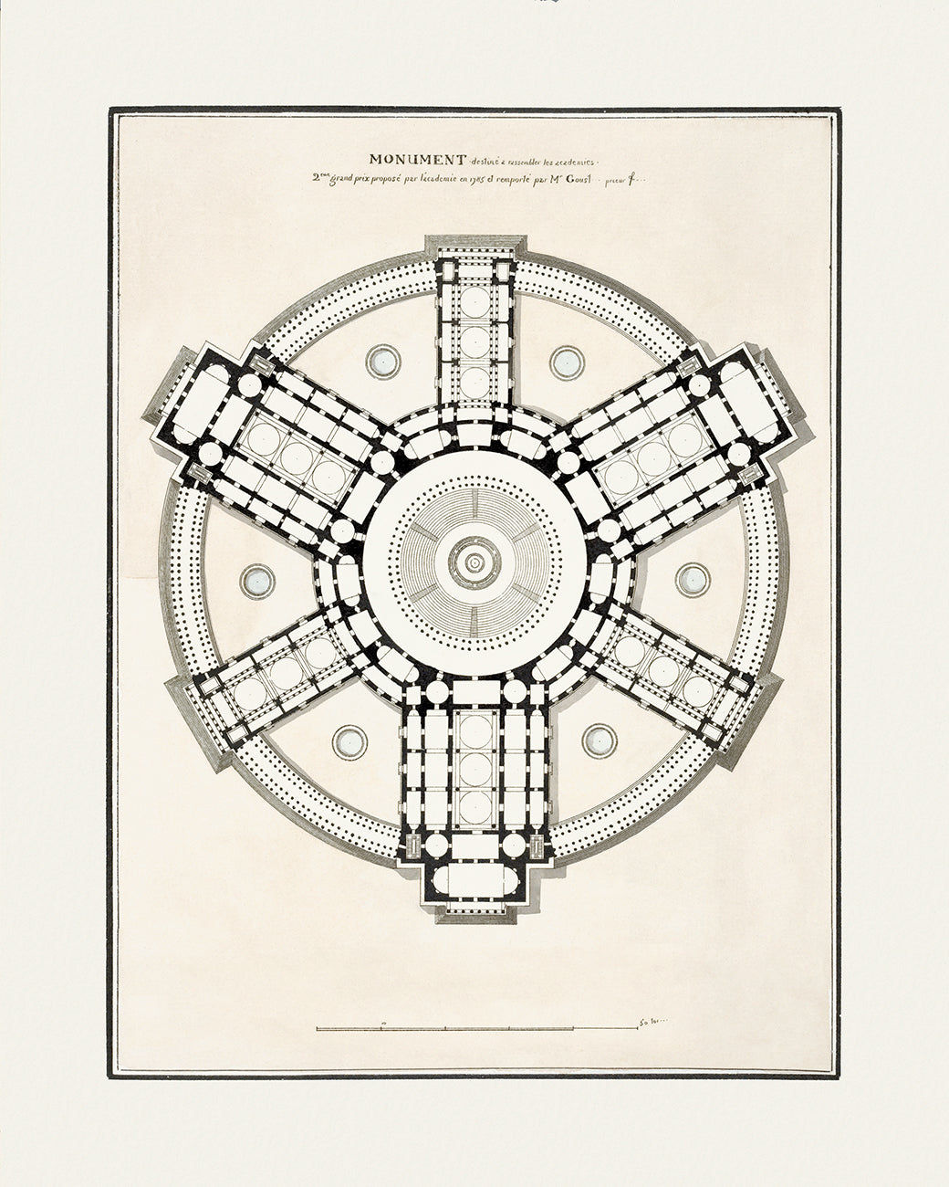 French Architectural Plan Art Prints - Set of Six