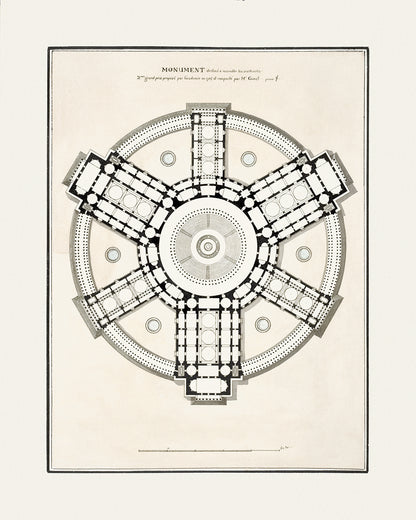 French Architectural Plan Art Prints - Set of Six